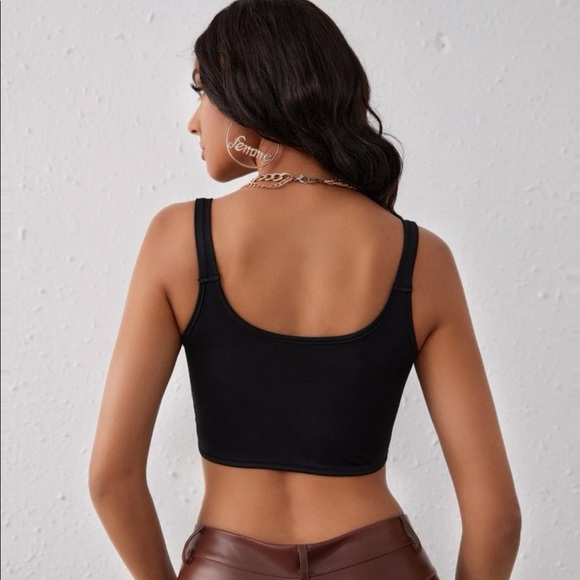 SHEIN Black Asymmetrical Buckle Bustier Cami - GOTH CLUB - Large - Picture 3 of 6